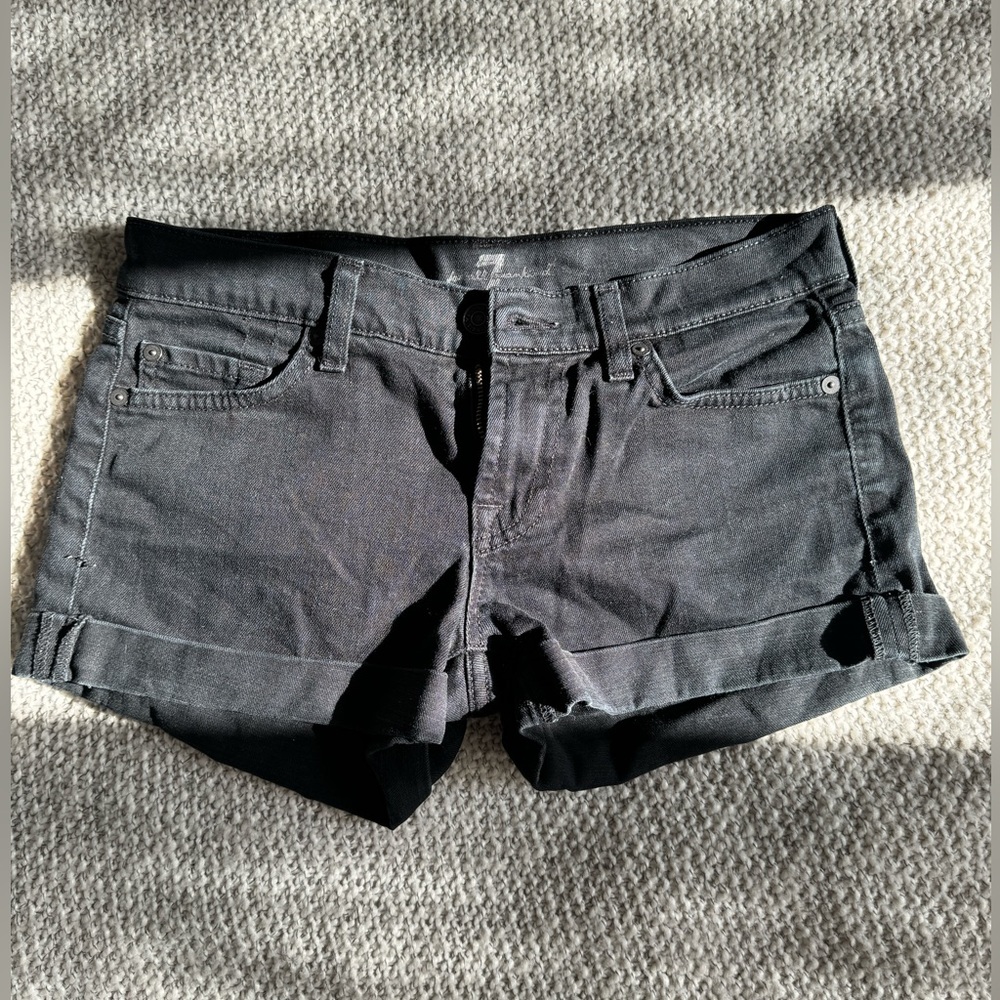 7 for all mankind black denim shorts. Size 26